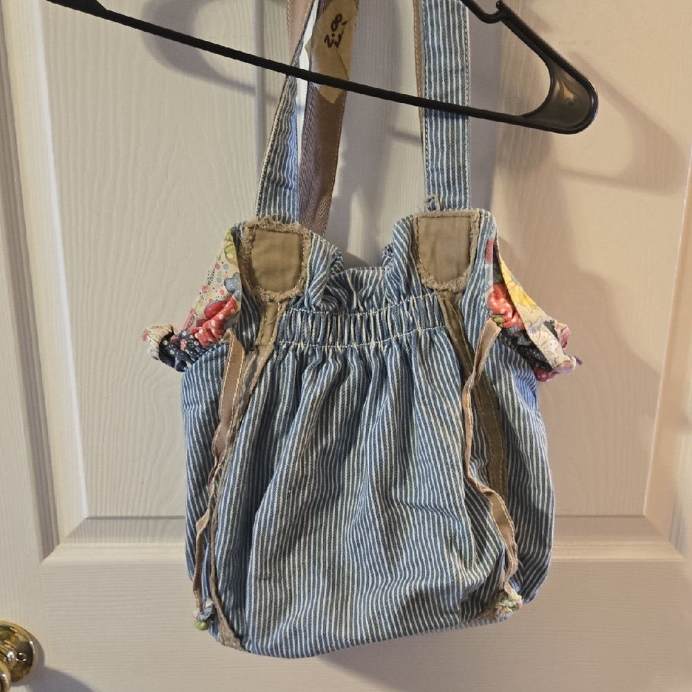 Thirty-One Blue Striped Floral Shoulder Bag
